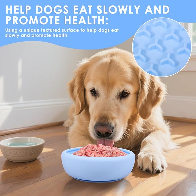 2 Pcs Dog Lick Bowl with Suction Cup, Non-Slip Slow Feeder Licking Mat, Large and Small Size, Dog Freeze Bowl for Small and Medium Dogs, BPA Free Silicone, Dishwasher Safe (Light Blue & Pink)