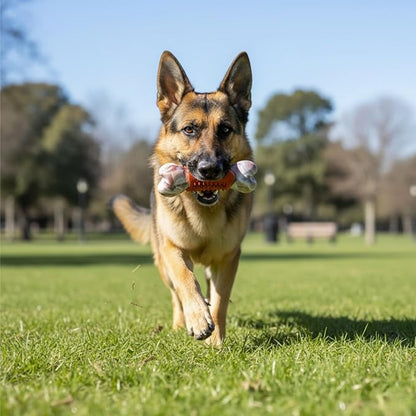 Tough Dog Toys for Aggressive Chewers,Teeth Cleaning and Training Dog Chew Bone for Medium Large Breed,Dog Bones for Heavy Chewers,Nylon and Rubber Chew Toy,Bone Shape