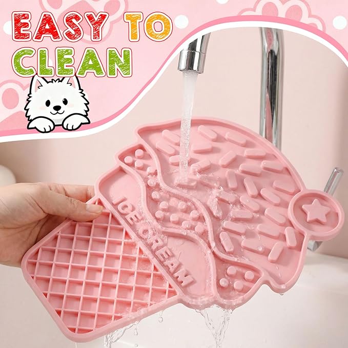 Ceenna Lick Mat for Dogs and Cats Silicone Snuffle Mat Slow Feeder Lick Pat Easy Clean Pet Slow Feeder Anxiety Relief Dog Slowing Feeders Licks Pat Feeding Mats for Pet Training Mats(Ice Cream Style)