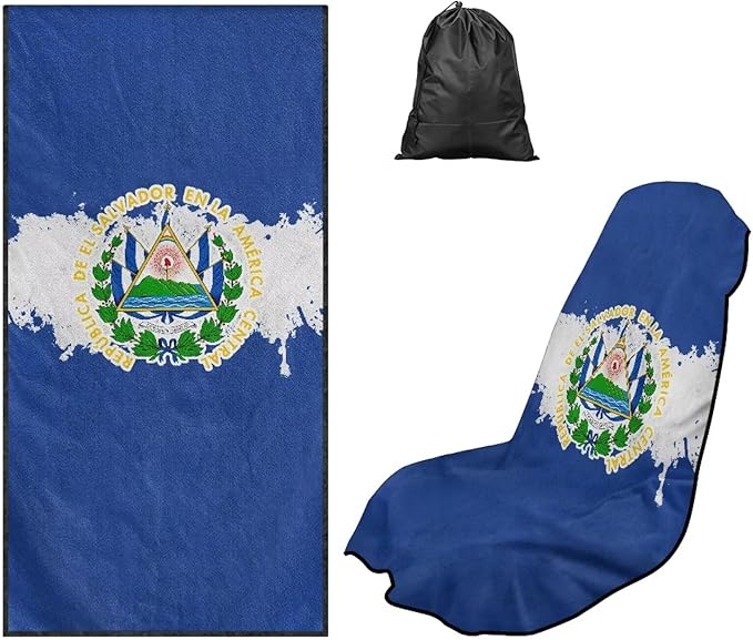 SEANATIVE Car Seat Towel Covers - Breathable Sweat Absorbing Automotive Seat Protectors for Gym, Camping & Pet Transport (Fits SUV/Truck), Flag of El Salvador Print