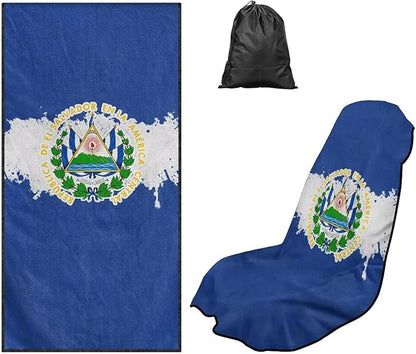 SEANATIVE Car Seat Towel Covers - Breathable Sweat Absorbing Automotive Seat Protectors for Gym, Camping & Pet Transport (Fits SUV/Truck), Flag of El Salvador Print