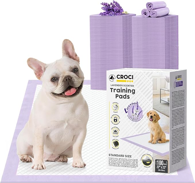 CROCI 22x22in Puppy Pads 100 Count with Adhesive Tabs, Dog Pads Absorbs Up to 3 Cups Potty Training, Disposable