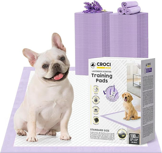 CROCI 22x22in Puppy Pads 100 Count with Adhesive Tabs, Dog Pads Absorbs Up to 3 Cups Potty Training, Disposable