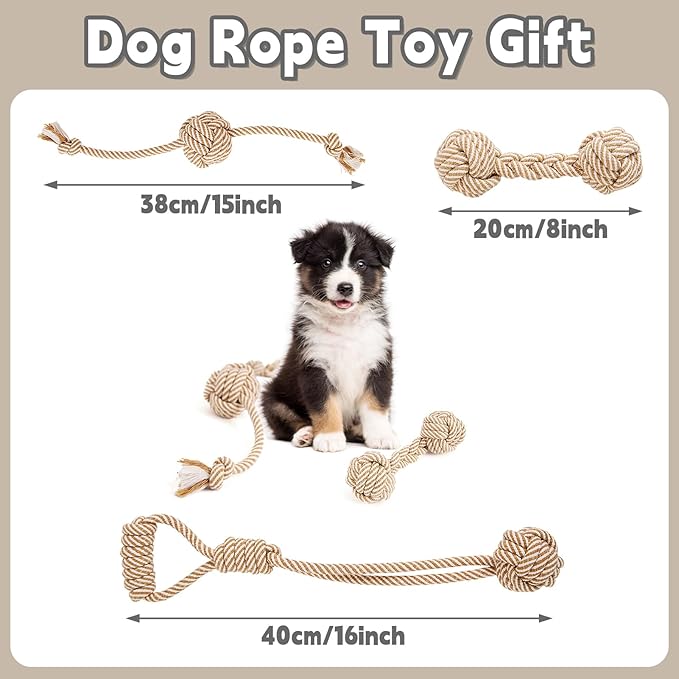 Dog Rope Toy for Small Dog 3pcs, Natural Chew Toys for Puppy, Medium & Small Dogs, Tug of War Rope for Puppies Clean & Relieve Teething