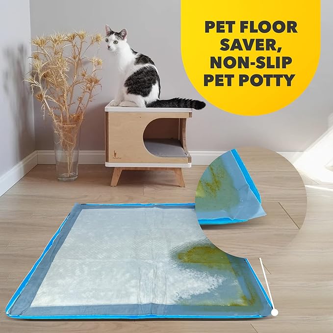 TidyFriend Dog Pee Pad Holder Tray - Fits Up to 24” x 24” Pee Pad Holder for Dogs - Stable Grip, Raised Edges, Quick-Wipe Silicone Surface Dog Pad Holder for Indoor Flooring Protection (Dark Blue)