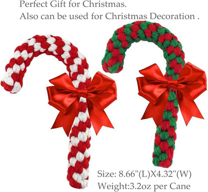 Candy Cane Rope Toy,Puppy Chew Dog Toys Interactive and Cotton Rope Toys and Christmas Decoration, Puppy Pet Play Chew and Training Toy for Medium&Large Dog Pet Teeth Cleaning