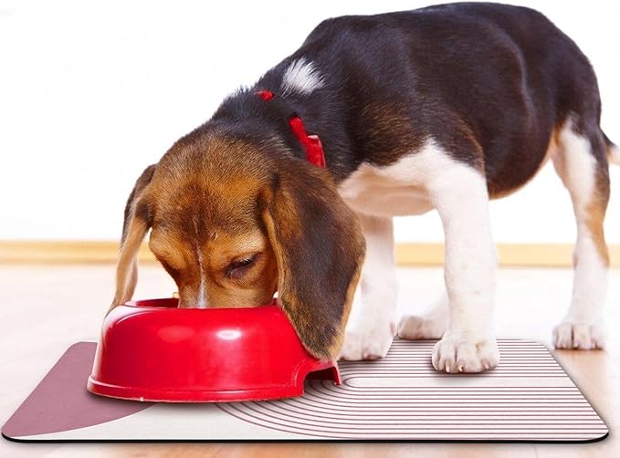 Dog Food Mats,Cat Absorbent Water Bowl Feeding Mats Pet Placemats for Food and Water Pink Bohemia 17 * 30 inch