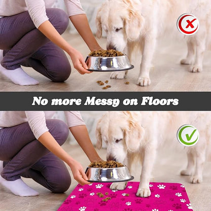 Dog Food Mat, Absorbent Water Bowl Mats Cat Pet Feeding Placemats Pink 16 * 24 inch