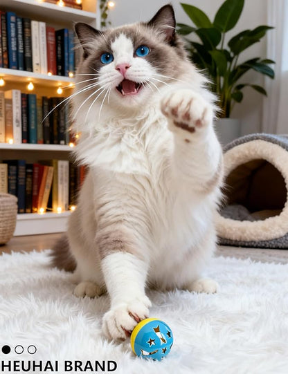 20 Pack Cat Toys Balls Indoor Kitten Set with Bell Balls Plush Balls Colorful Springs Interactive Safe Long-Lasting Toys for Kittens and Adult Cats (1.5'' - 2.3'')