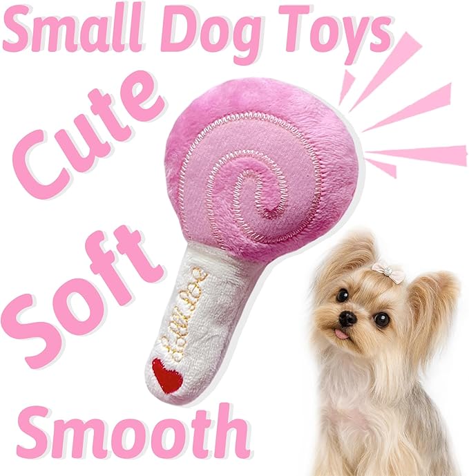 Small Dog Toys, 4 Pack Pink Dog Squeak Toys, Puppy Toys for Small Dogs, Durable Plush Dog Toy Set, Soft Dog Chew Toys for Puppies & Small Dogs, Dog Stuffed Toys Gift Pack
