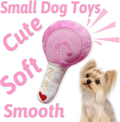 Small Dog Toys, 4 Pack Pink Dog Squeak Toys, Puppy Toys for Small Dogs, Durable Plush Dog Toy Set, Soft Dog Chew Toys for Puppies & Small Dogs, Dog Stuffed Toys Gift Pack