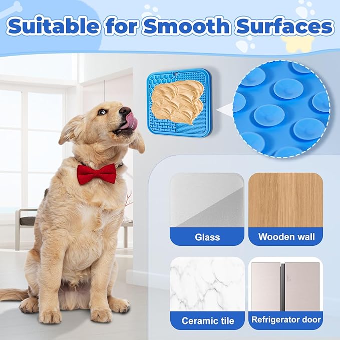 Dog Lick Mat with Suction Cups, Lick Mat for Dogs, Pet Food Mats and Slow Feeder Cat Bowl for Dog Anxiety Relief Pet Enrichment Toys for Bathing Station and Cat Grooming 2 Pack (Blue & Green)