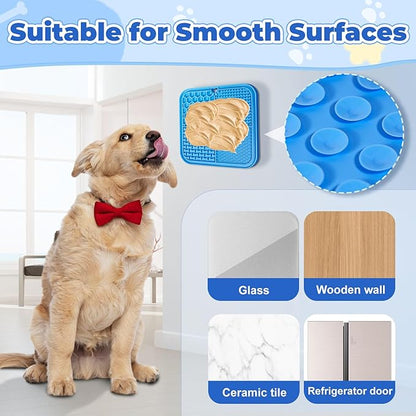 Dog Lick Mat with Suction Cups, Lick Mat for Dogs, Pet Food Mats and Slow Feeder Cat Bowl for Dog Anxiety Relief Pet Enrichment Toys for Bathing Station and Cat Grooming 2 Pack (Blue & Green)