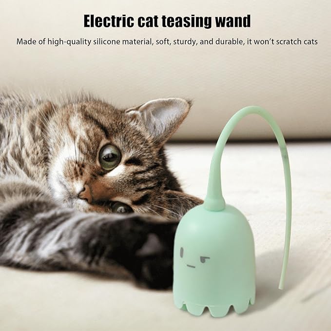 Cat Teaser Wand, Rechargeable Exercise Cat Toy, Silicone Tail Teaser, Mimicking Animals Swing Tail Interactive, Cat Wand Toy, Interactive Toy for Bored Indoor Cats and Kittens, Exercise Toy