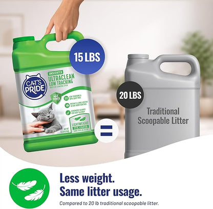 Cat's Pride Max Power: UltraClean Low Tracking Multi-Cat Clumping Litter - Keeps Paws & Home Clean - Up to 10 Days of Powerful Odor Control - 99% Dust Free - Unscented, 15 Pounds