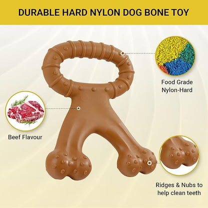 Dog Chew Toys for Aggressive Chewers, Dog Toys for Large Medium Small Dogs, Chew Bones for Heavy Chewer, Indestructible Bone Toy Nylon Dogs (Bone)