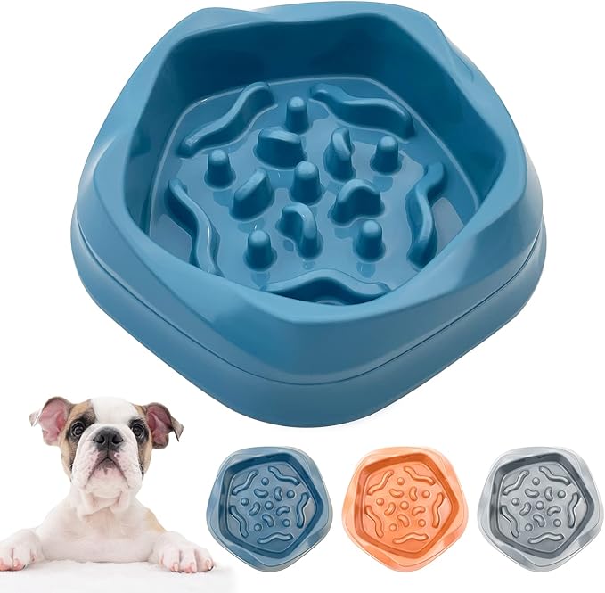 VANNON Slow Feeder Dog Bowls Non Slip Puppy Bowl Durable Dog Puzzle Feeder Bloat Stop Food Bowls for Puppy and Small Dogs, BPA Free, 2 Cups, Blue