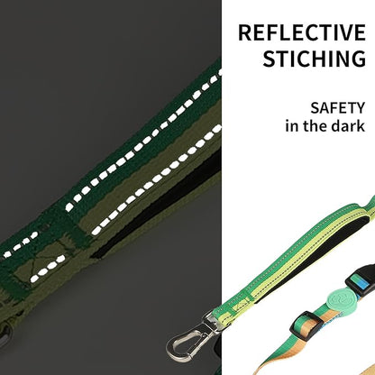 ‌EVERKING 6ft Hands-Free Dog Leash - 6-in-1 Adjustable with 360° Rotating Buckle, Night Reflective & Shock Absorbing for Large/Small Dogs (Up to 120lbs) (Green)