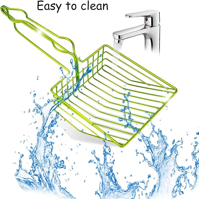 DHXYZZB Cat Litter Scoop, Metal Cat Litter Scooper Kitty Poop Scooper Stand for Litter Box, Fast Sifting Non-Stick Large Cat Poop Sifting cat Scooper