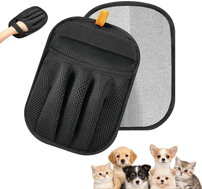 Lispin Pet Hair Removal Glove for Cats & Dogs, Upgraded Five-Finger Electrostatic Pet Hair Glove, Reusable Magic Brush Pet Hair Remover Tool for Laundry, Couch, Carpet, Car Seat(2 Pack)