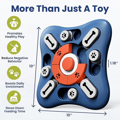 PAWSPIK Interactive Dog Puzzle Toy – Treat Dispensing Slow Feeder for Dogs, Mental Enrichment Toy with Squeaker & 16 Compartments – Durable, Non-Slip, Dishwasher Safe – Light Blue (Orange and Blue)