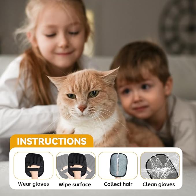 Valentines Day Gifts 3 Packs Pet Hair Removal Glove,Pet Hair Remover for Cat & Dog,New Upgraded Electrostatic Gloves Pet Hair,Reusable Electro Static Pet Hair Remover Electrostatic Gloves