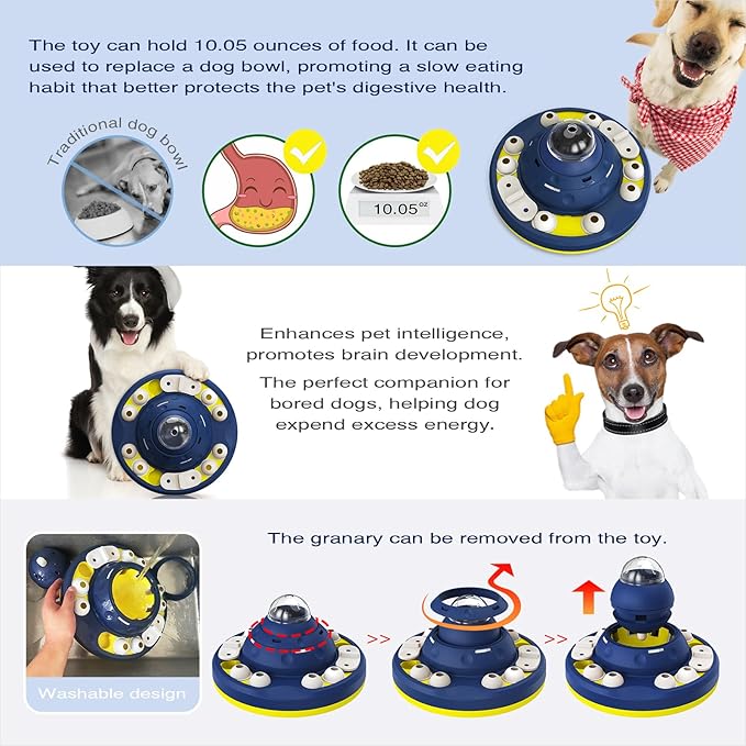 KADTC 2 Levels of Step-by-Step Challenge,Beginner to Advanced,Large Size Dog Puzzle Feeder Toy - U.S. Brand - Design Shake-to-Release Treat Food Dispenser for Dogs Mental Stimulation Enrichment Toys