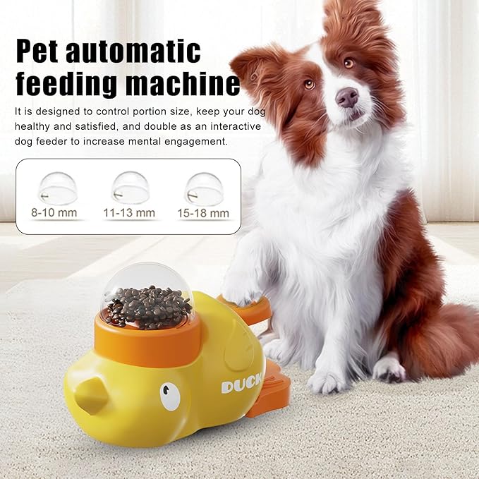2-in-1 Interactive Dog Puzzle Toy & Slow Feeder – Fun Treat Dispenser for Small & Medium Dogs, Anti-Gulping Duck-Shaped Design, Reduces Bloating & Boredom, No Battery Required (Yellow-B)