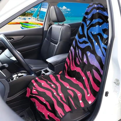 Coldinair Zebra Strips Waterproof Towel Car Seat Cover Front Seats Only for Post,Sports for Workout,Beach,Hiking,Non-Slip Bucket Seat Protector Universal Fits for Cars,Van,Truck,SUV,Sedan