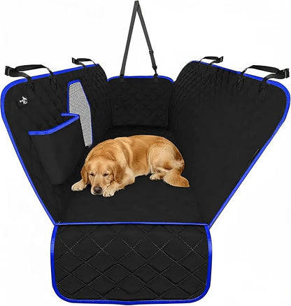 Active Pets Dog Car Seat Cover for Back Seat, Waterproof Pet Protection Hammock, SUV Truck Car Backseat Protector with Safety Features, Blue