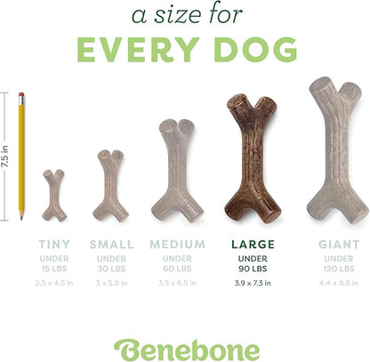 Benebone Bacon Stick Durable Dog Chew Toy for Aggressive Chewers, Real Bacon, Made in USA, Large