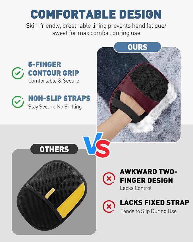 2 Pack Pet Hair Removal Glove - Electrostatic Magic Brush Gloves Pet Hair for Dogs and Cats, The Magic Brush Pure Path Yomi Pet Grooming Needs, Fur Remover for Furniture, Clothes, Car Seats (Red)
