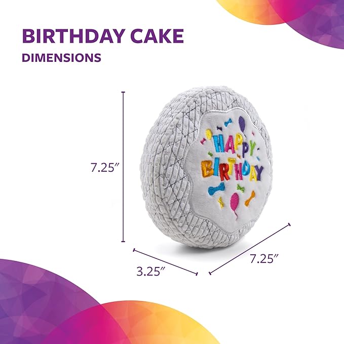 TrustyPup Tough 'N Fun Birthday Cake Squeaky Plush Dog Toy, Chew Guard Technology - White, Large (71150)