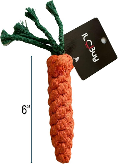 Durable Dog Chew Toys – 3 Carrot Dog Toy and Rope Chew Toys, Interactive Carrot Toy for Teething, Small and Medium Breeds, Tough Chew Toy for Training and Dental Health.
