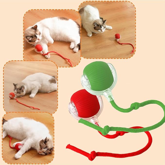 2PC Interactive Dog and Cat Ball Toy - Electric Rolling Toy with 360 Automatic Movement for Pets (Green+Green)