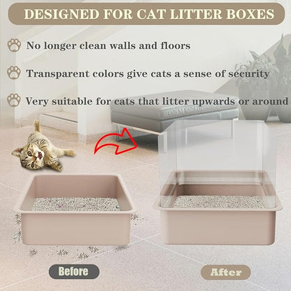 9Pcs Cat Litter Box Pee Shields - Open Top Litter Box Splash Guard Privacy Screen Transparent Easy Clean 14.5 * 11.5in-Box Not Included (9)