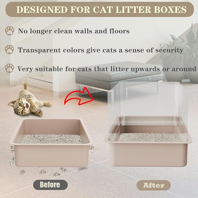 6Pcs Cat Litter Box Pee Shields - Open Top Litter Box Splash Guard Privacy Screen Transparent Easy Clean 14.5 * 11.5in-Box Not Included (6)