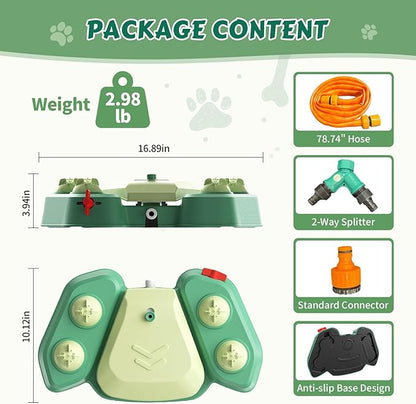 Outdoor Dog Water Fountain Step On, 2-in-1 Drinking & Sprinkler Water Dispenser, Paw Activated Drinking Dispenser for Yard, Garden, Lawn Interactive Summer Cooling Toy for Medium Large Dogs