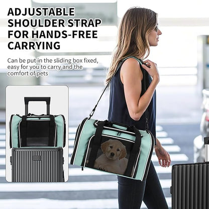 Carriers Soft-Sided Large Pet Carrier for Cats Dogs Small Animals Up to 25Lbs,Top Load Carrier,Ventilated Design,Portable Cat Carrier Airline Approved(X-Large,Green)
