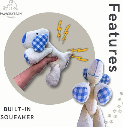 7" Squeaky Plush Toy for Puppies Small Dogs Self Etertainment Washable Soft Made [PET ONLY] (White Dog)