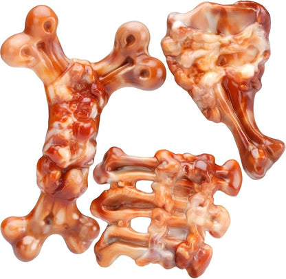 3 Pack Dog Toys for Aggressive Chewers - Tough Durable Nylon Chew Toys Bacon Flavored for Large Dogs 20-90lbs
