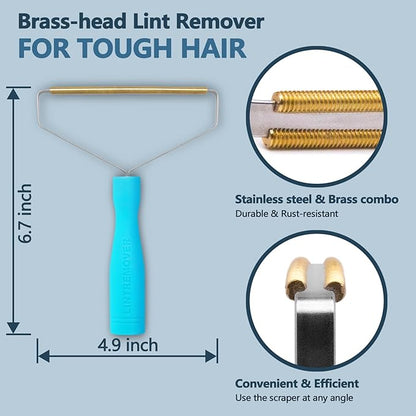 3-Pack Pet Hair Remover for Dogs Cats, Reusable Lint Remover Shaver & Portable Carpet Rake Scraper, Heavy-Duty Metal Fur Remover Lint Brush for Carpets Couch Clothes Car Mats Furniture Pet Bed