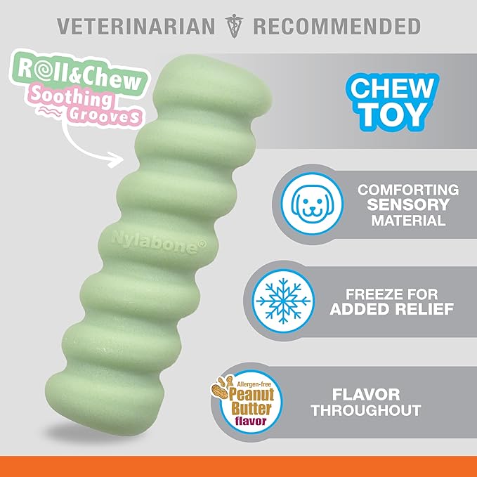 Nylabone Sensory Material Soothing Puppy Chew Toy Bundle, Toys for Teething Puppies, Peanut Butter and Chicken Flavor, Small - Up to 25 lbs, 2 Pack
