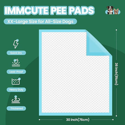 IMMCUTE Great Value Puppy Pads 30"x36", 50 Pack Pee Pads for Dogs XXL, Thicken Dog Pee Pads Extra Large for Potty Training, Disposable Leak-Proof & Absorbent Doggie Pads