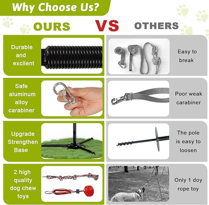 Outdoor Tug of War Dog Toy, Tether Interactive Dog Tug Toy Backyard Heavy-Duty Dog Solo Play Exercise Toy for Small Medium Dogs (Upgraded)
