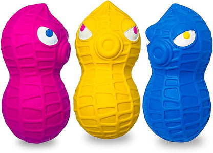 Squeaky Dog Toys for Small Dogs- Natural Latex Squeaky Dog Balls for Puppies & Mini Dogs | Soft, Safe & Interactive, Chew Toys Peanut | Indoor & Outdoor Fetch Play