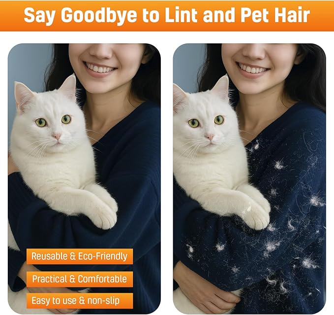 3pcs Pet Hair Removal Set for Dogs & Cats (2 Gloves + 1 Lint Scraper) – Electrostatic Five-Finger Magic Brush for Clothes, Sofa, Carpets, Bedding & Car Mats