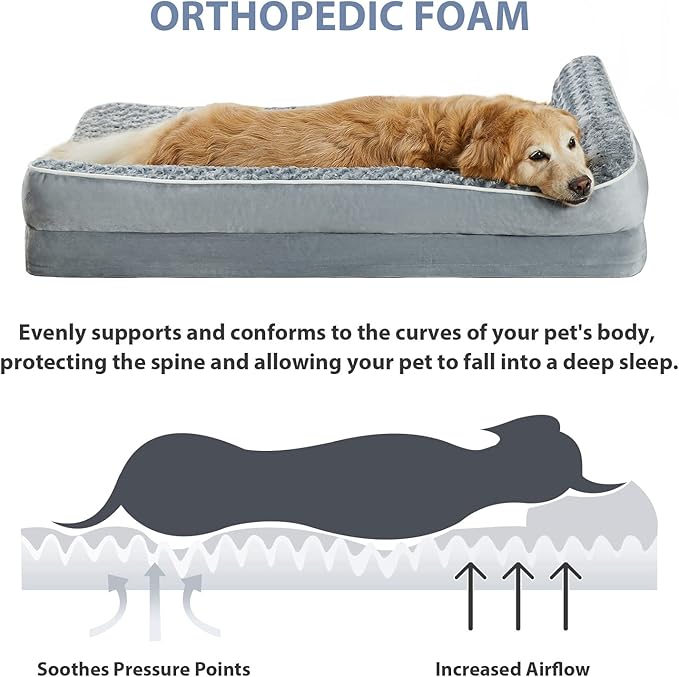 BFPETHOME Orthopedic Dog Beds for Large Dogs-Waterproof Sofa Dog Bed with Removable Washable Cover, Big Pet Bed with Waterproof Lining and Nonskid Bottom,Pet Bed for Large Dogs (Pack of 2)