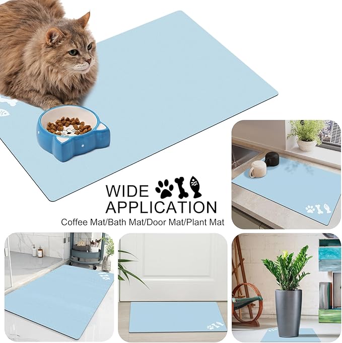 Absorbent Dog Food Mat, No Stains Quick Dry Dog Water Dispenser Mat, Pet Accessories Supplies,Easy Clean Dog Bowl Mat, Multiple Colors, Sizes & Purposes