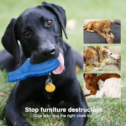 Indestructible Dog Toys, Squeaky Dog Toys for Aggressive Chewers, Tough Dog Chew Toys for Medium/Large Dogs/Heavy Duty Dog Toy (Slipper-Blue)